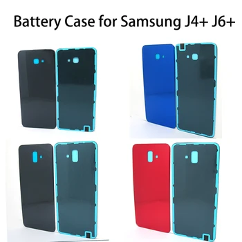 Задна батерия Заден капак за Samsung Galaxy J4 + J415F J6 + J610F Корпус на задната врата Корпус Стъклен капак черен син червен