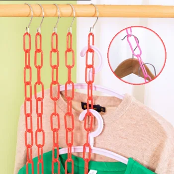 Закачалка за дрехи Куки за конектори Пластмасова верига Iron Hook каскаден гардероб Държач за закачалка за палто Организатори за спестяване на място