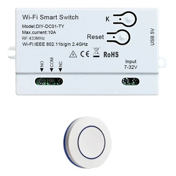 Интелигентен превключвател Пластмасови Tuya Wifi DIY таймер + дистанционно 1CH 7-32V USB 5V 2.4G Wifi Smartlife модул за домашна автоматизация за Alexa IFTT