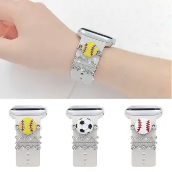 каишка декоративен пръстен за Apple Watch Band Диамантен орнамент гривна декорация метални талисмани силиконова каишка аксесоари