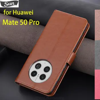 Калъф за Huawei Mate 50 Pro PU кожен капак Държач за карти Чанти Портфейл Защитен калъф за телефон Fundas coque