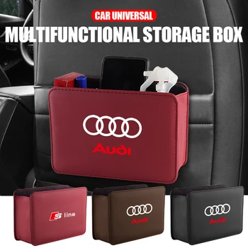 Кожена значка за кола Кутия за съхранение на врати под седалката облегалка за боклук Интериорен аксесоар за Audi SLINE A1 A3 8P А4 Б5 Б6 Б7 Б8 А5 А6 С5