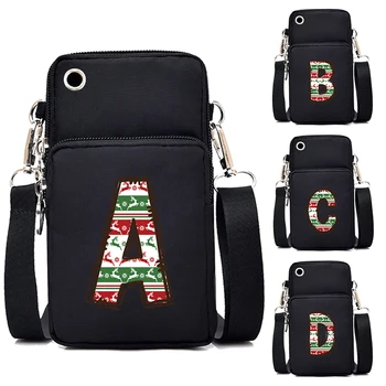 Коледа Doodle 26 писма жени китката чанта мобилен телефон чанта спорт ръка чанта малки Crossbody чанта Harajuku Коледа чанта чанта