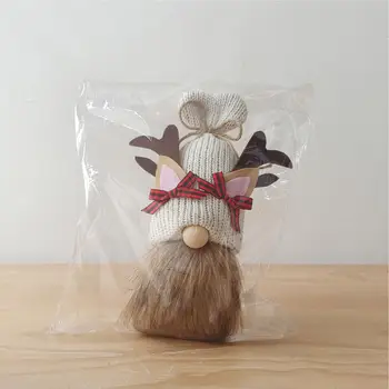 Коледен гном орнамент Gnome кукла с елен Hor Ръчно изработени коледни кукли Gnome с плетени шапки Еленски уши пълни за подарък