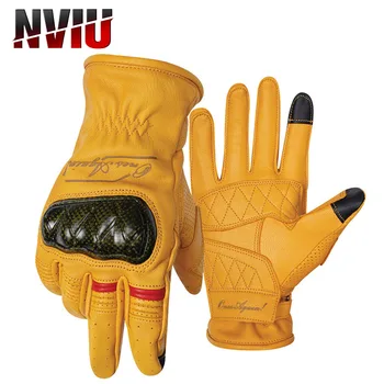 Колоездене ръкавици за 4 сезон мотоциклет оборудване мотоциклет жените въглеродни влакна ръкавици състезателна защита кожени ръкавици