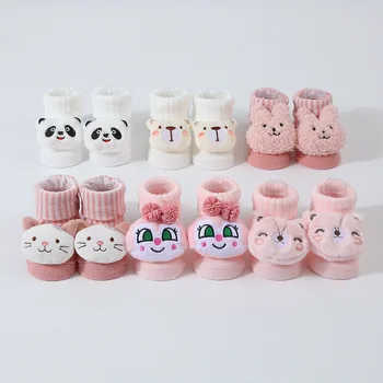 корейски сладък бебе момичета момчета бебе бял розов термични дрехи пролет есен тънък дишащ памук новородено чорапи за 0-6M