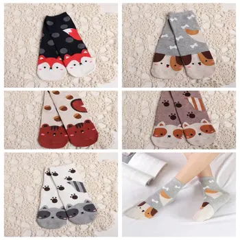 корейски стил котка модел чорапи творчески памук Harajuku животински чорапи къси чорапи топло средата тръба чорапи момичета