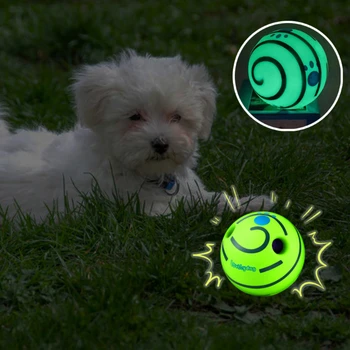 Куче светеща топка играчка интерактивна куче играчка забавно кикотене звуци подвижен обучение куче играчки колебание блясък в тъмно домашни играчки доставки