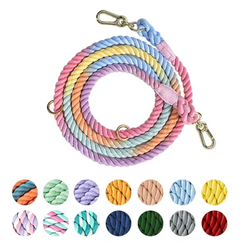 Кучешка каишка ръчно изработено плетено въже, 250 см силно памучно въже куче каишки тежкотоварни каишка за малки средни големи куче разходки обучение