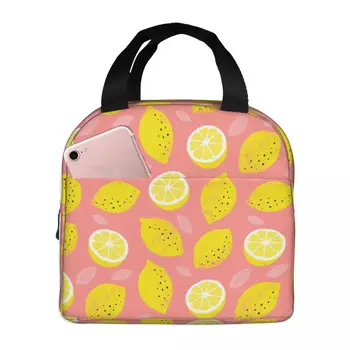 Летни лимонови чанти за обяд Преносими изолирани оксфордски охладителни чанти Термична храна пикник обяд кутия за жени деца