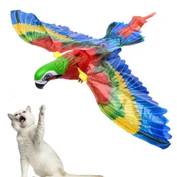 Летяща птица котка играчка смешно въртяща се електрическа летяща птица за котки орел / папагал симулация птица интерактивна котка играчка за закрито