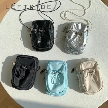 ЛЯВА СТРАНА Y2K сладък сребърен мини мулти решетка слой Crossbody чанти за жени 2023 Луксозна марка телефонни портмонета Дамска чанта за червило