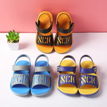 Лято Ново платно сандали момчета момичета сандали плътен цвят мека подметка против хлъзгане деца детски обувки летни плажни сандали