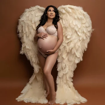 Майчинство фотография аксесоари щраус перо бял ангел крила бременни жени фотосесия бременност стрелба дисплей подпори