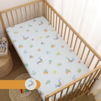 Малък свеж сладък печат Бебешко легло лист детска градина чист памук единично легло лист деца прост карикатура модел легло лист