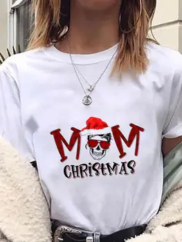 Мама карирана дърво тенденция Нова година женски дрехи мода Коледа Tee T риза облекло жени Топ печатни графични тениски