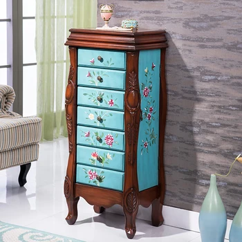 Масивен дървен скрин спалня бижута кабинет Curio кабинет боядисани шкафче
