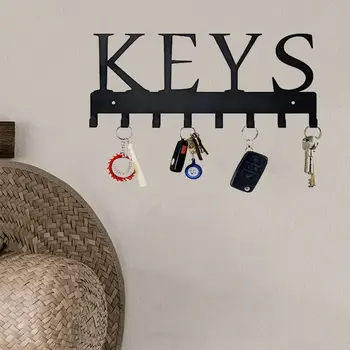 Матово черно монтиран на стената ключодържател творчески с куки без нокти ключодържател метален метален ключодържател