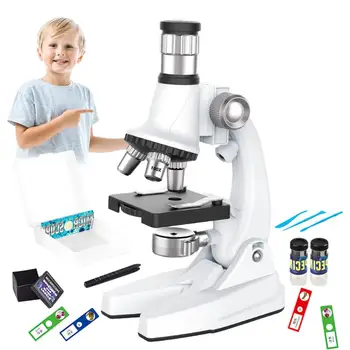 микроскопски комплект за дете 1200X научен комплект експерименти комплект детски микроскоп STEM проект играчка с LED светлина начинаещ