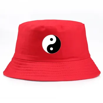 Мистериозен Ин Ян отпечатани кофа шапка жена мъж открит слънце плаж Панама шапка момиче момче открит спортен козирка Боб твърда памучна шапка