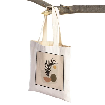 Мода растение дърво жени пазарска чанта случайни геометрични изкуство за многократна употреба платно дама купувач чанта супермаркет чанта пътуване мъкна