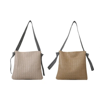Модерна сламена чанта за жени стилна тъкана чанта за рамо за пролетна и лятна мода с магнитно затваряне на ключалката