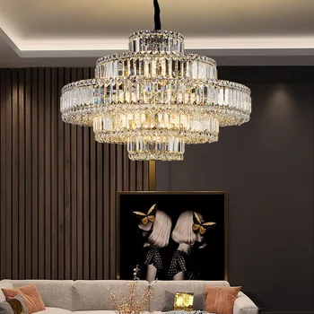 Модерни луксозни полилеи за таван 2023 Ново LED осветление Кристални висящи лампи Дизайнер Декорация на дома Лустри за хол