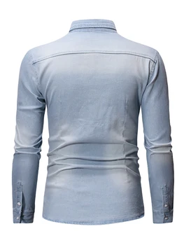 Мъжки класически плътен цвят дълъг ръкав бутон надолу риза за бизнес и официални поводи
