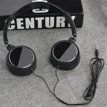 Над ухото кабелни слушалки преносим аудио бас HiFi стерео 3.5mm слушалки регулируеми черно бяло сгъваеми слушалки мобилен телефон