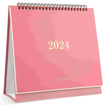 Настолен календар Месечен планировчик Календар за напомняне за празници Календар Календар на бюрото януари 2024-юни 2025 (розов)