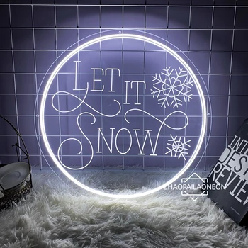 Нека го сняг неонови знаци 3D гравирани неонови светлини Коледна украса стая спалня Начало декор парти Нова година декоративни LED светлини