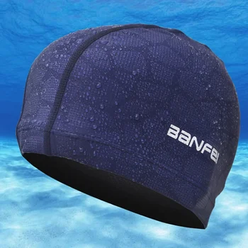 Нов 2022 еластичен водоустойчив PU плат защита на ушите дълга коса спорт басейн басейн шапка плувна шапка свободен размер за мъже и възрастни