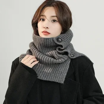 Нова вълна, съдържаща акрилна висока яка южнокорейска версия универсален топъл врат охрана фалшива яка плетен шал зимен шал