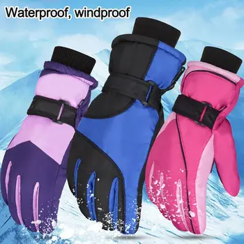 Нова мода Космати топли ски ръкавици с дълъг ръкав Сняг Сноуборд Mitten Зима Открит езда Ветроупорен сгъстяване Дръжте топли ръкавици