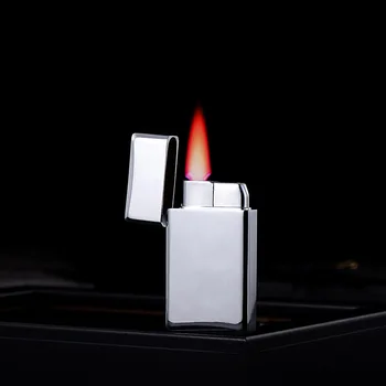 Нова проста метална директна ударна газова запалка цигарен комплект подарък, евтина и достъпна висококачествена запалка