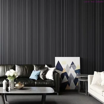 Обикновен сив черен райета тапет стая декор модерен луксозен прост геометрични райета текстура твърди стена хартия стенопис фон