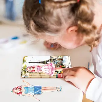Облечи хартиени магнити за кукли Преструвайте се на принцеси магнитни хартиени кукли за момичета по време на пътуване, У дома, Детска стая, Подарък за рожден ден в училище