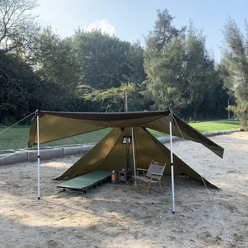 Огнеупорна пирамидална гореща палатка Открит къмпинг водоустойчив Teepee палатка 1 човек Tipi палатка зимна печка палатка със снежна пола