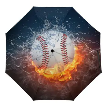 Огън и вода Бейзбол Ветроупорни чадъри за пътуване Игра с топка Спорт Сгъваем дъждовен чадър Компактен лек за тийнейджъри Мъже Момчета