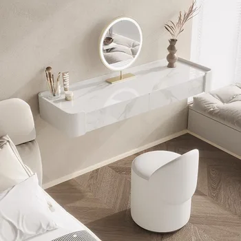 окачена тоалетка Главна спалня Модерна минималистична висяща стенна грим маса Кожа Каменна плоча Скрин