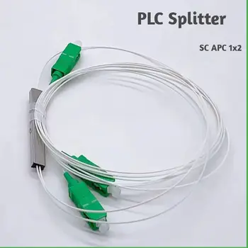  оптичен PLC сплитер SC 1: 2 мини стоманена тръба тип 1x2 0.9mm SC / APC конектор