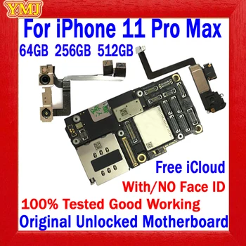 Оригинална отключена безплатна Icloud дънна платка за IPhone 11 PRO MAX дънна платка с / без Face ID Логическа платка Поддръжка на IOS Update Plate