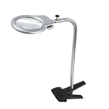 Осветена LED лампа лупа клип таблица отгоре бюро четене 2.25X 5X увеличение