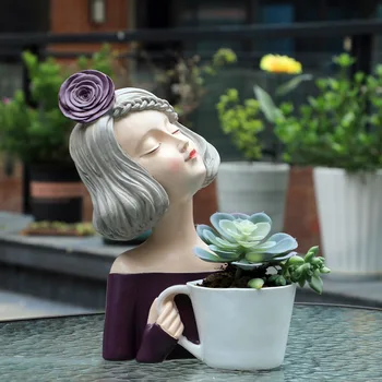 Открит градина декорация аксесоар сладко момиче сочни растения саксия занаяти двор детска градина балкон декоративни