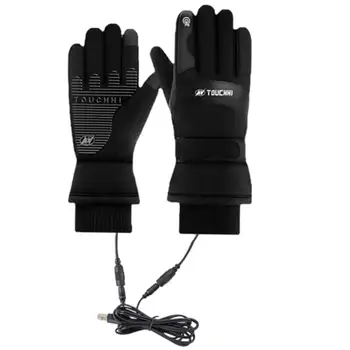 Отопляеми ръкавици за мъже жени топло отопление зимен екран докосване акумулаторни ръкавици PU кожа ръка топло за ски риболов