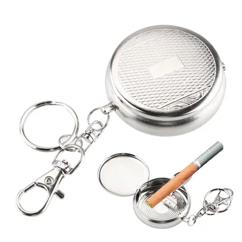 Пепелник за цигари за превозни средства с джобен пепелник с ключодържател Преносим мини неръждаема стомана