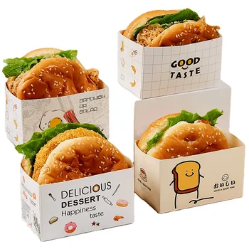 Персонализиран продуктПерсонализиран печат на лого за еднократна употреба опаковки за храни картонени бургери храна за вкъщи кутия за храна за вкъщи юфка