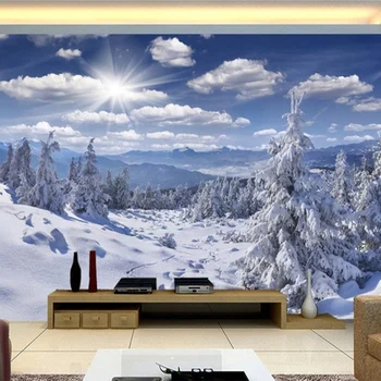 Персонализиран стенопис тапет 3D стерео синьо небе и бели облаци сняг пейзаж фреска хол телевизор диван спалня декор Papel De Parede