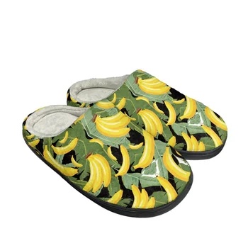 Плодов модел на листа от бананово дърво Жени Мъже Есен Зима Памучен чехъл Открит дишащ удобен плюшени чехли Персонализирано изображение
