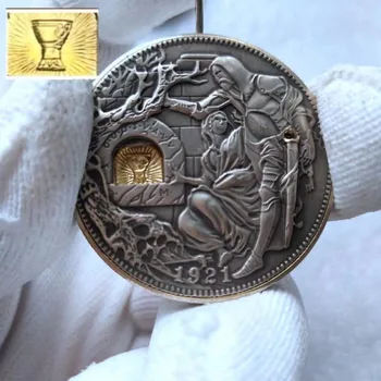 Подвижен механизъм Светия Граал монета САЩ Hobo никел невероятно изкуство скитащи сменяем меч ръчно изработени колекционерски